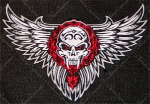 Embroidery Patch of a Skull and Wings